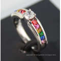 Crystal silver lgbt bands ring, lesbien amour cadeaux bijoux